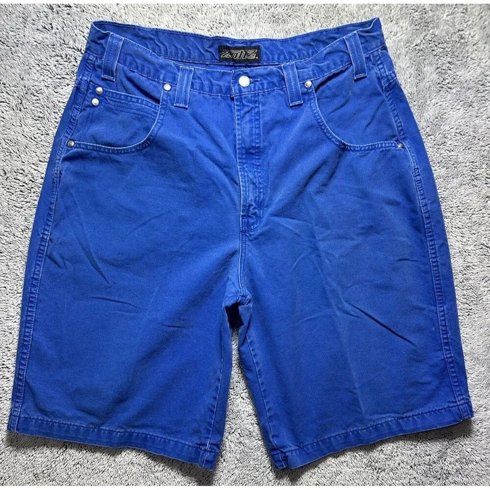 Vintage 90s Streetwear Mens 38 Faded Baggy Loose Denim Short Green Skater Grunge